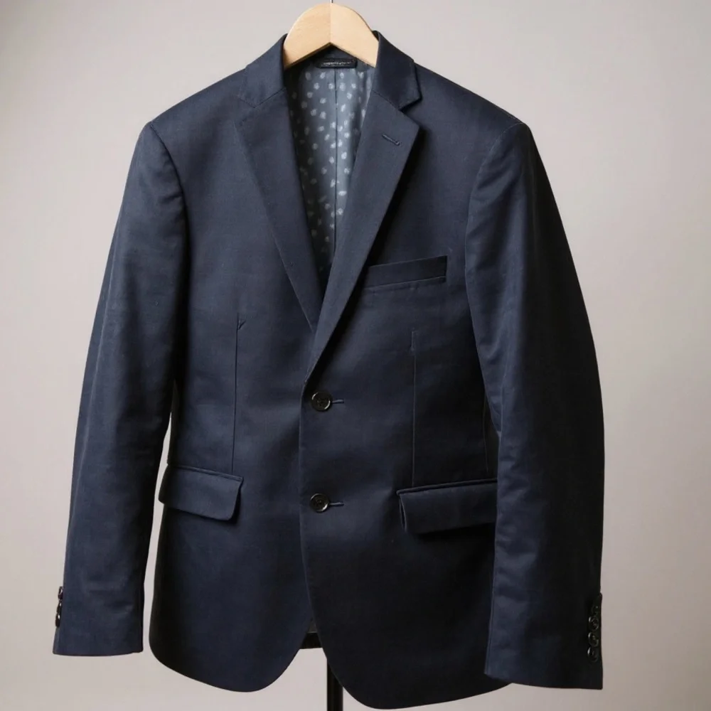 Frank and Oak Navy Corduroy Sport Blazer Laurier Fit Jacket‎ Size 38 Office Fall